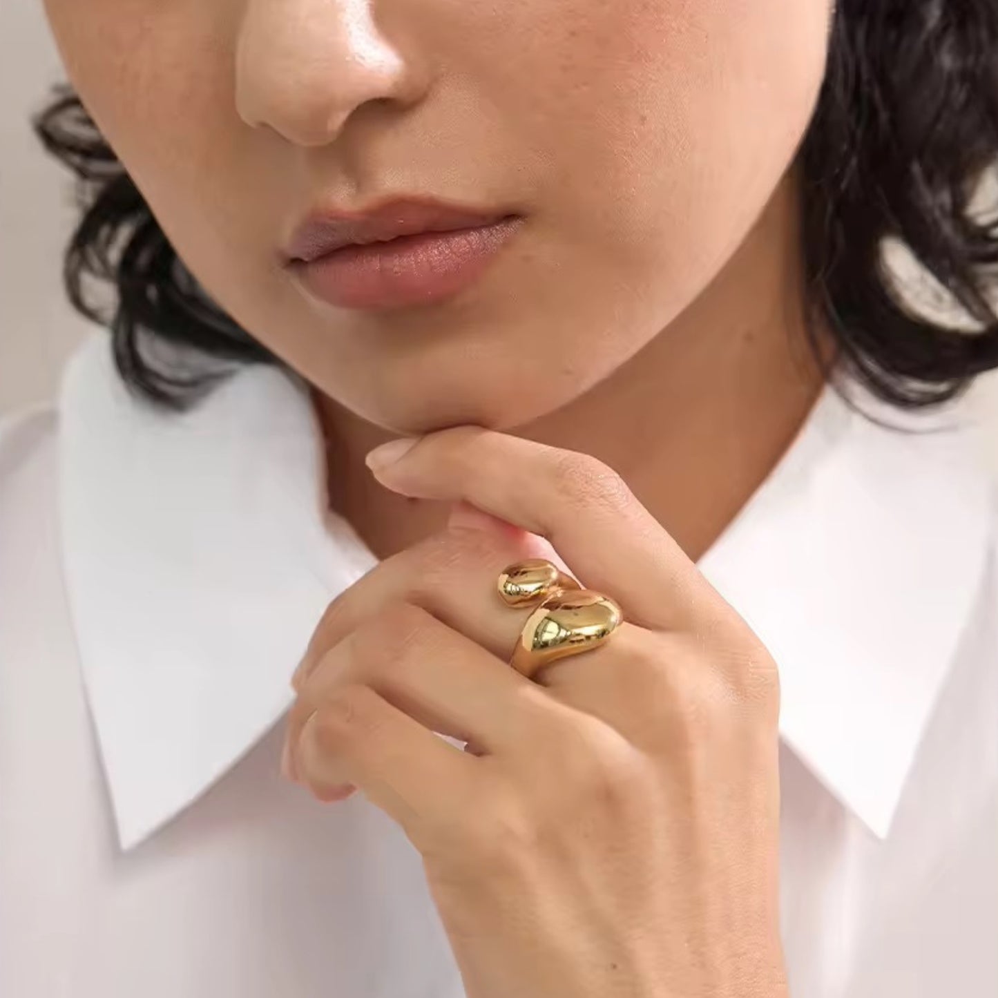 OPAL - 18K GOLD PLATED RING / THE. WAVE COLLECTION