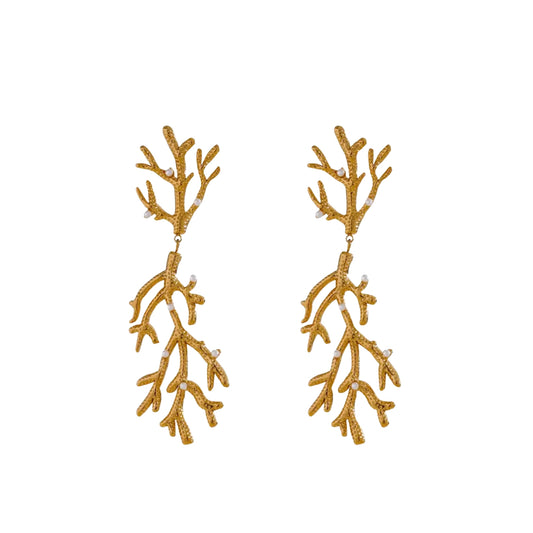 CORAL -18K GOLD PLATED EARRINGS / THE. ISLAND COLLECTION